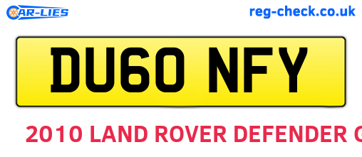 DU60NFY are the vehicle registration plates.