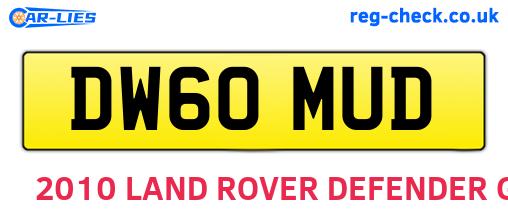 DW60MUD are the vehicle registration plates.