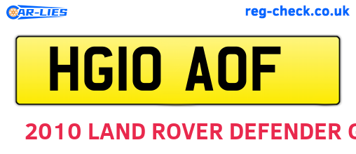 HG10AOF are the vehicle registration plates.