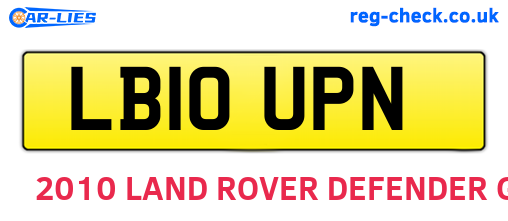 LB10UPN are the vehicle registration plates.
