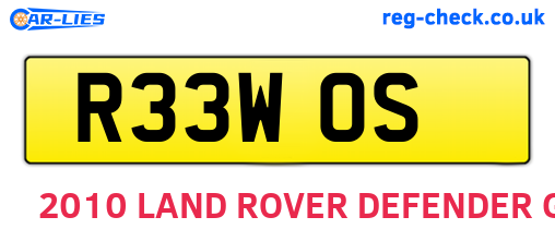 R33WOS are the vehicle registration plates.