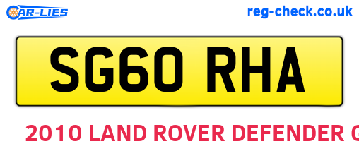SG60RHA are the vehicle registration plates.