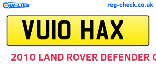 VU10HAX are the vehicle registration plates.