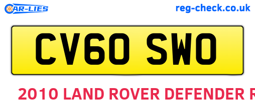 CV60SWO are the vehicle registration plates.