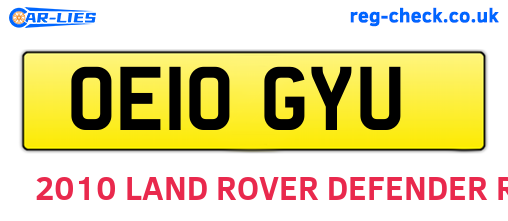 OE10GYU are the vehicle registration plates.