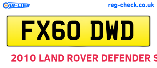 FX60DWD are the vehicle registration plates.