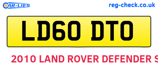 LD60DTO are the vehicle registration plates.