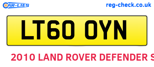 LT60OYN are the vehicle registration plates.