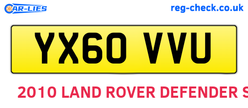 YX60VVU are the vehicle registration plates.