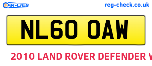 NL60OAW are the vehicle registration plates.