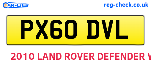 PX60DVL are the vehicle registration plates.
