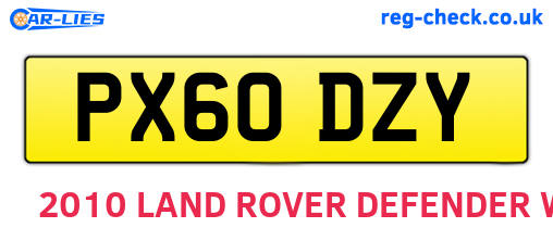 PX60DZY are the vehicle registration plates.