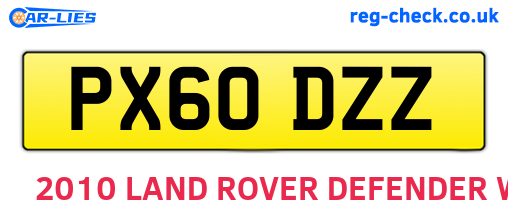 PX60DZZ are the vehicle registration plates.