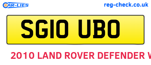 SG10UBO are the vehicle registration plates.