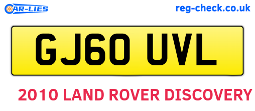 GJ60UVL are the vehicle registration plates.