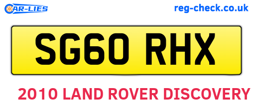 SG60RHX are the vehicle registration plates.