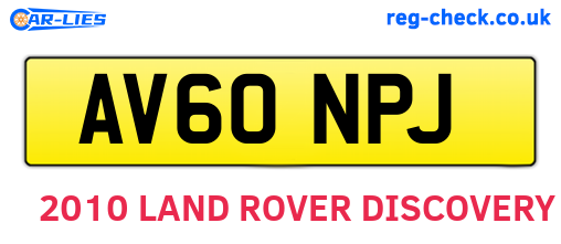 AV60NPJ are the vehicle registration plates.