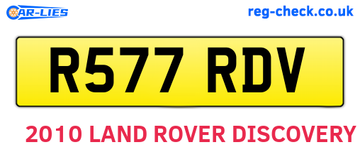 R577RDV are the vehicle registration plates.