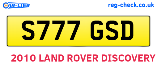 S777GSD are the vehicle registration plates.