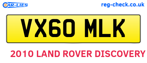 VX60MLK are the vehicle registration plates.