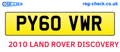 PY60VWR are the vehicle registration plates.