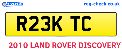 R23KTC are the vehicle registration plates.