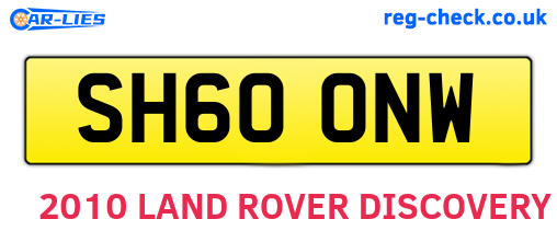 SH60ONW are the vehicle registration plates.