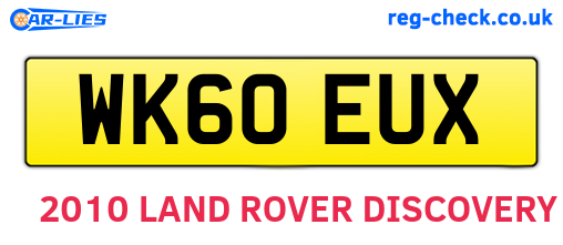 WK60EUX are the vehicle registration plates.