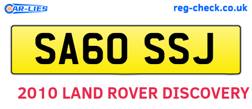 SA60SSJ are the vehicle registration plates.