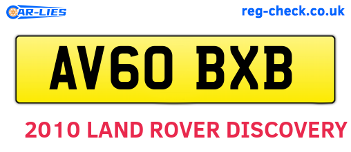 AV60BXB are the vehicle registration plates.