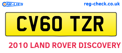 CV60TZR are the vehicle registration plates.