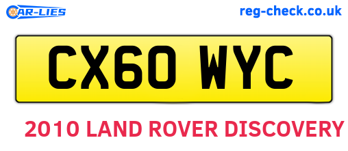 CX60WYC are the vehicle registration plates.