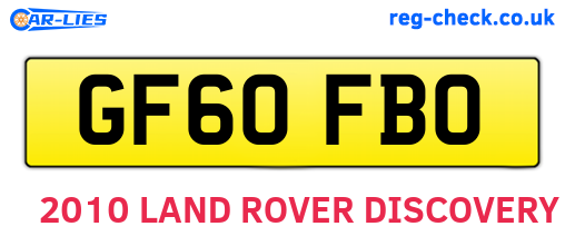 GF60FBO are the vehicle registration plates.