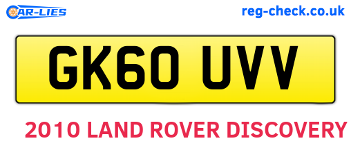 GK60UVV are the vehicle registration plates.