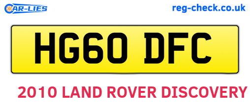 HG60DFC are the vehicle registration plates.