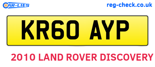KR60AYP are the vehicle registration plates.