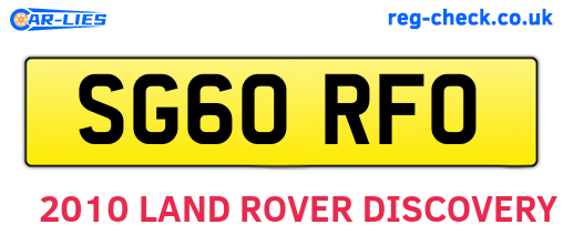 SG60RFO are the vehicle registration plates.