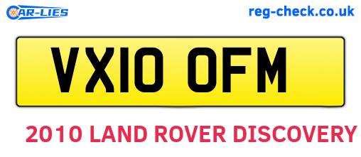 VX10OFM are the vehicle registration plates.
