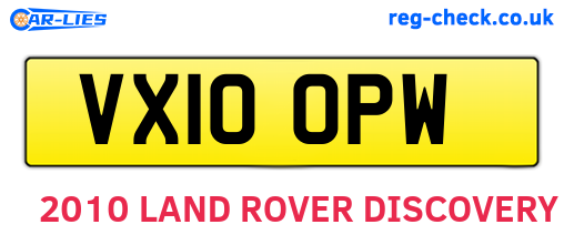 VX10OPW are the vehicle registration plates.