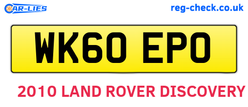 WK60EPO are the vehicle registration plates.