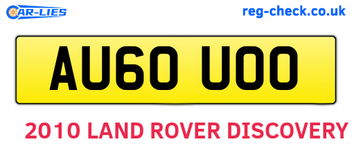 AU60UOO are the vehicle registration plates.