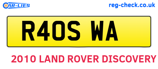 R40SWA are the vehicle registration plates.