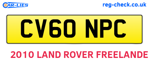 CV60NPC are the vehicle registration plates.