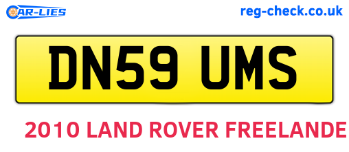 DN59UMS are the vehicle registration plates.