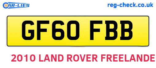 GF60FBB are the vehicle registration plates.