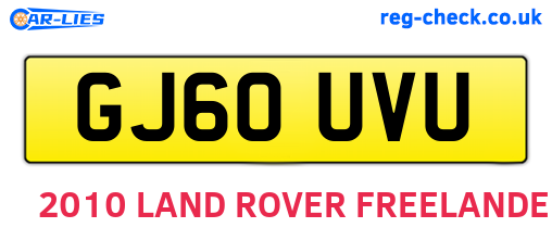 GJ60UVU are the vehicle registration plates.