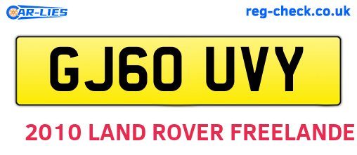 GJ60UVY are the vehicle registration plates.