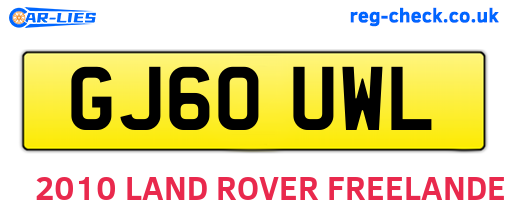 GJ60UWL are the vehicle registration plates.