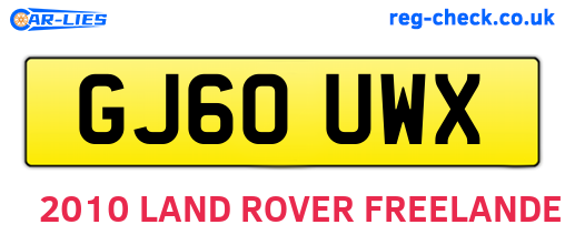 GJ60UWX are the vehicle registration plates.