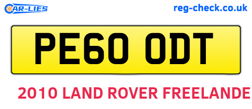 PE60ODT are the vehicle registration plates.